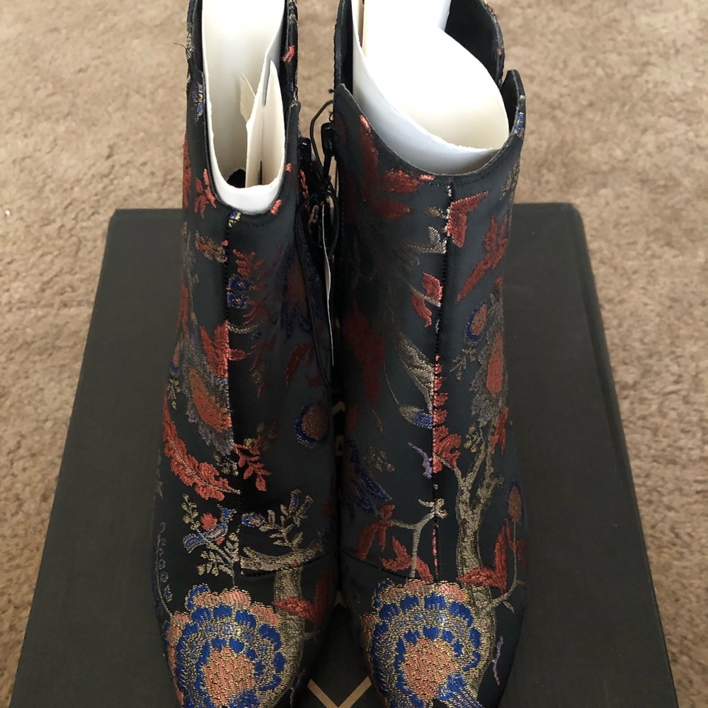 A+ Ariella Black/Multi Oriental Print Fabric Ankle Boots